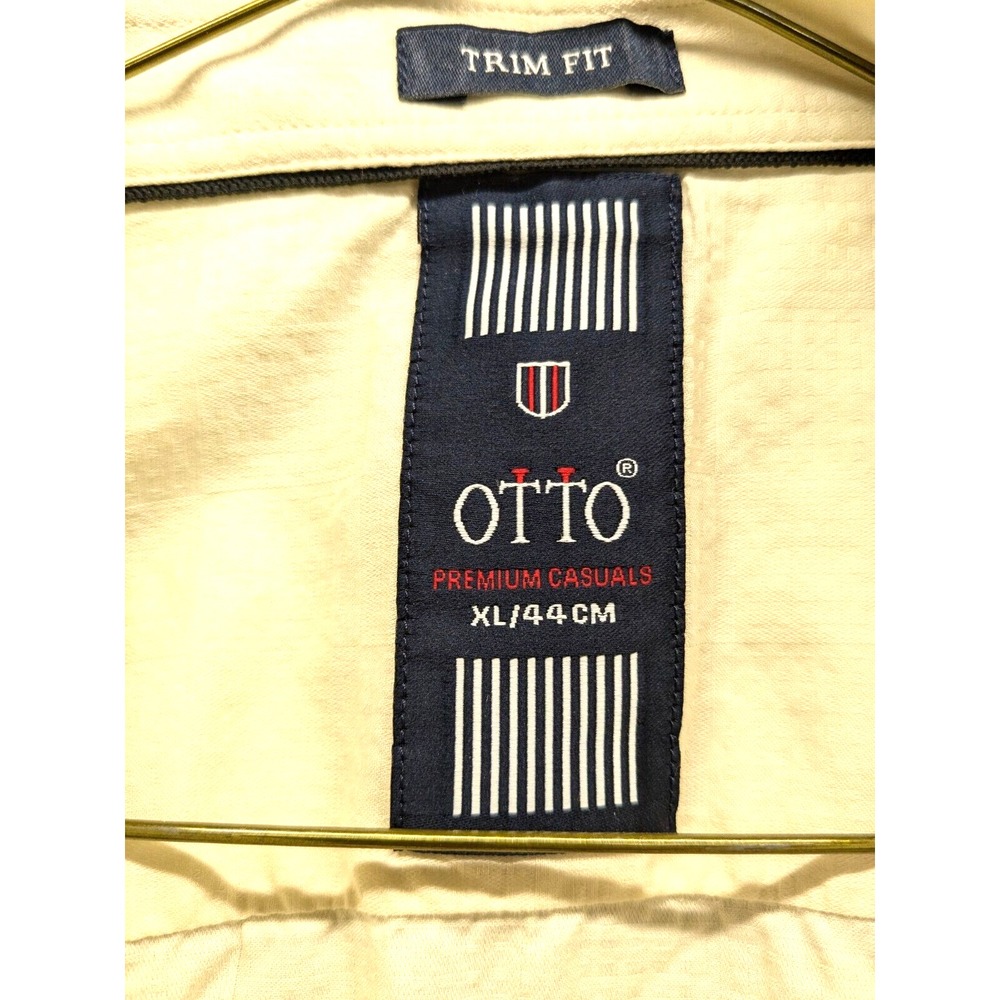 OTTO Men Sz: XL 44cm Trim Fit Short Sleeve Shirt Cream/Ivory Geometric Button Up - Picture 10 of 14